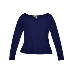 Anthropologie Saturday Sunday Navy Blue Long Sleeve Waffle Knit Top, Size S
